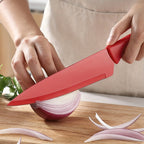 Kitchen Knife Set Dishwasher Safe Sharp Stainless Steel  Professional with Sheaths 14pcs Rainbow 7 Knives/7 Blade Guards Non Stick