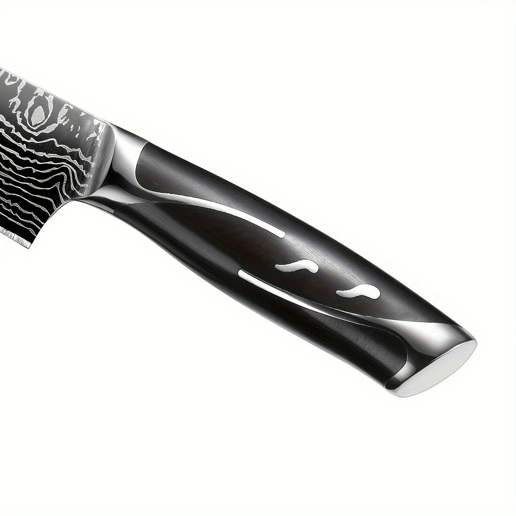 7pcs Damascus Pattern Stainless Steel Kitchen Knife Set with Universal Knife Holder
