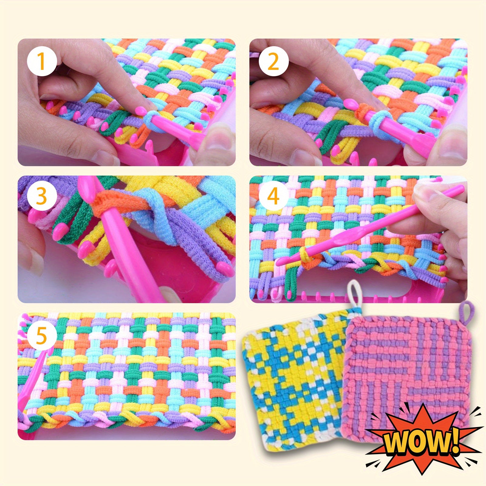 Weaving Loom Kit Arts DIY Rope with 96 Craft Loops for Adults Beginners