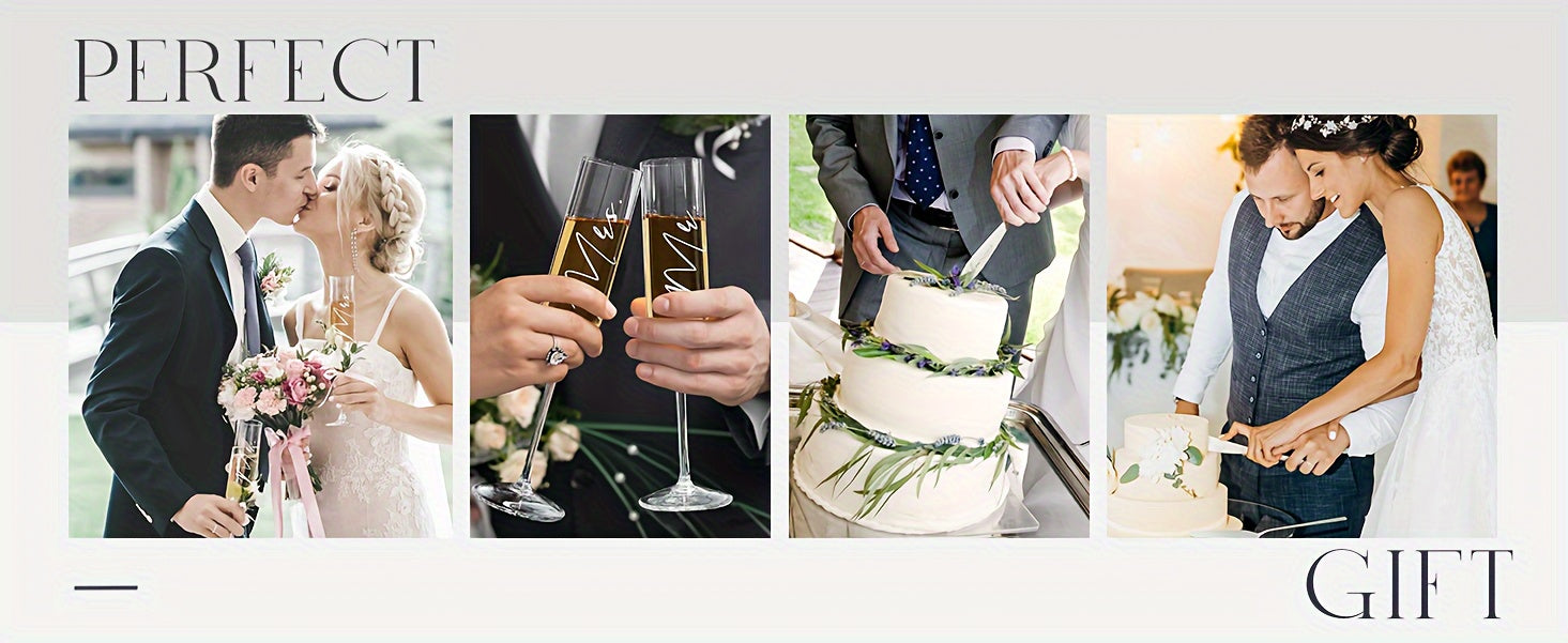 AW BRIDAL Champagne Flutes Bride and Groom Set of 2 Wedding Cake Knife Set Christmas Bridal Shower