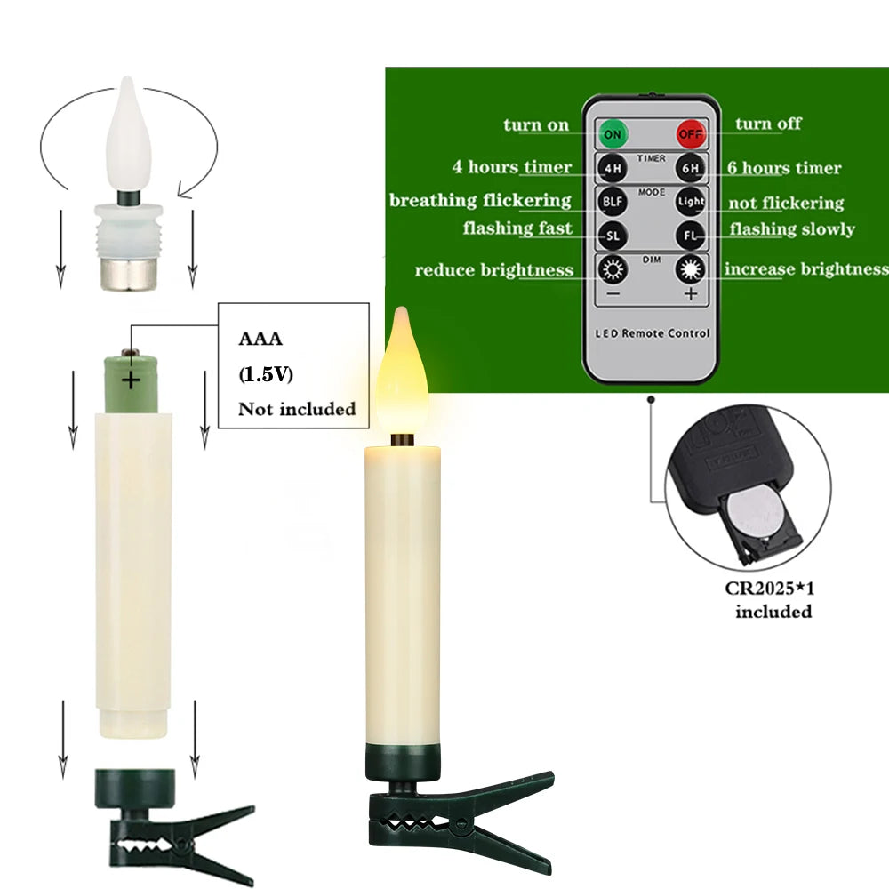 FPOO Candles LED Christmas Timer Remote Flickering Flame
