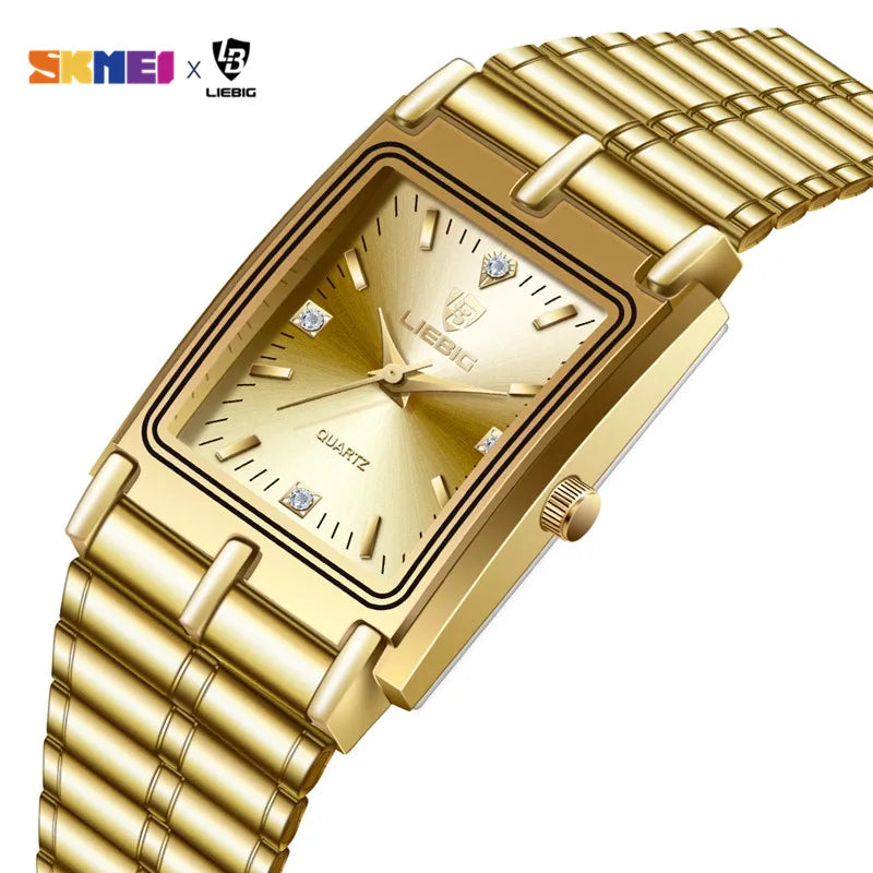 Luxury Gold Bracelet Wristwatch Quartz Watch For Men Women relogio masculino L1018