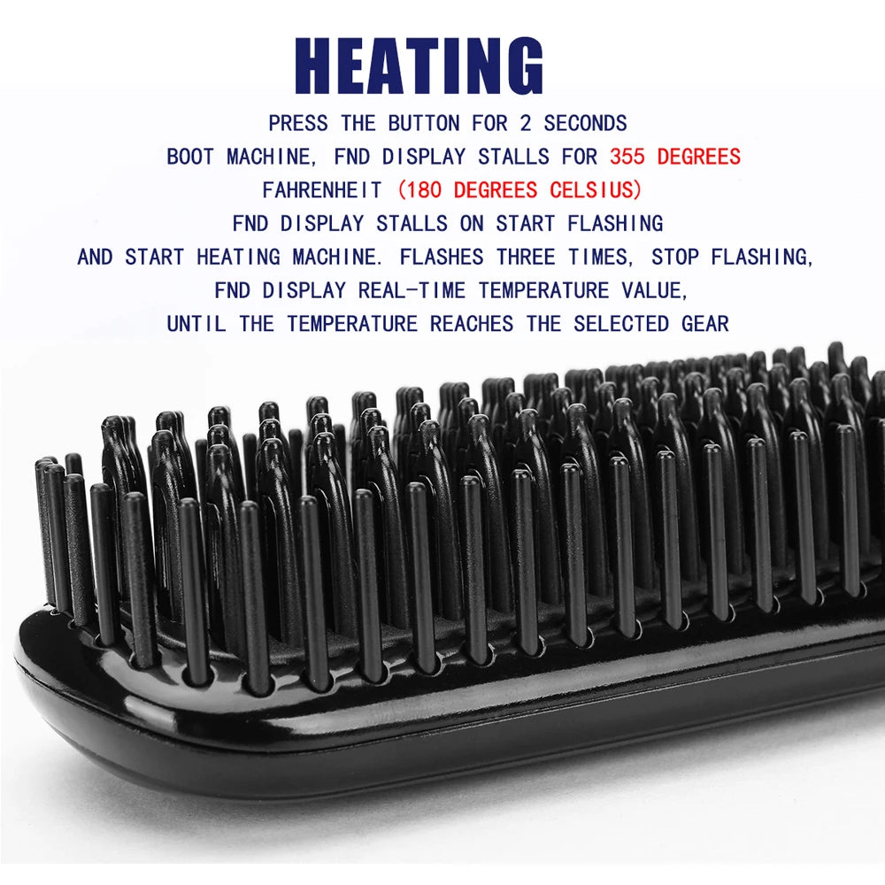 Heating Straightening Comb Brush Men Quick Beard Straightener Styling Iron Smoothing Comb