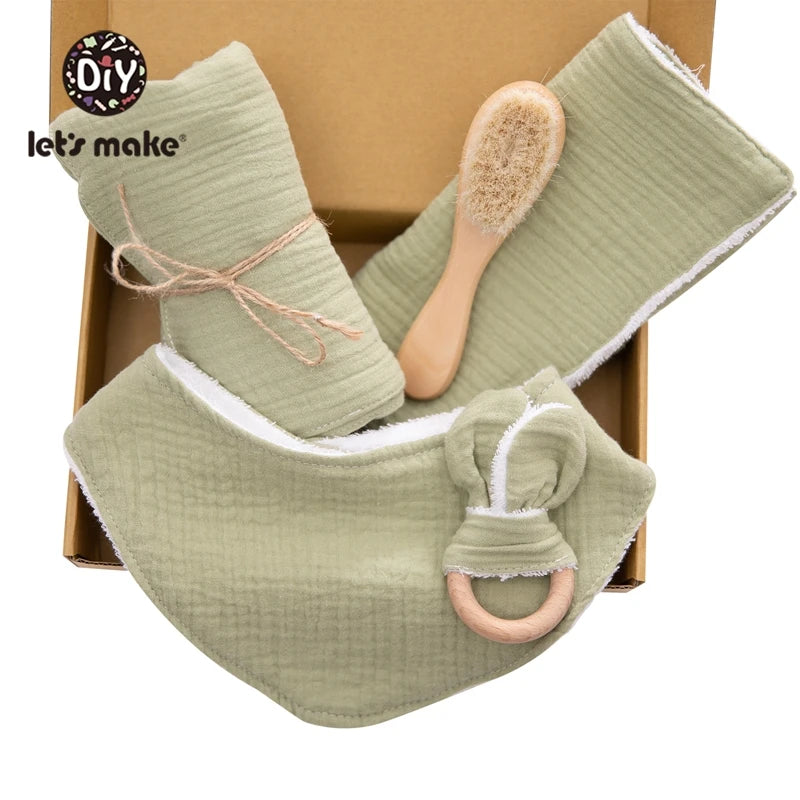 Baby Bath Toy Set Cotton Blanket Saliva Towel Rabbit Bracelet Gift