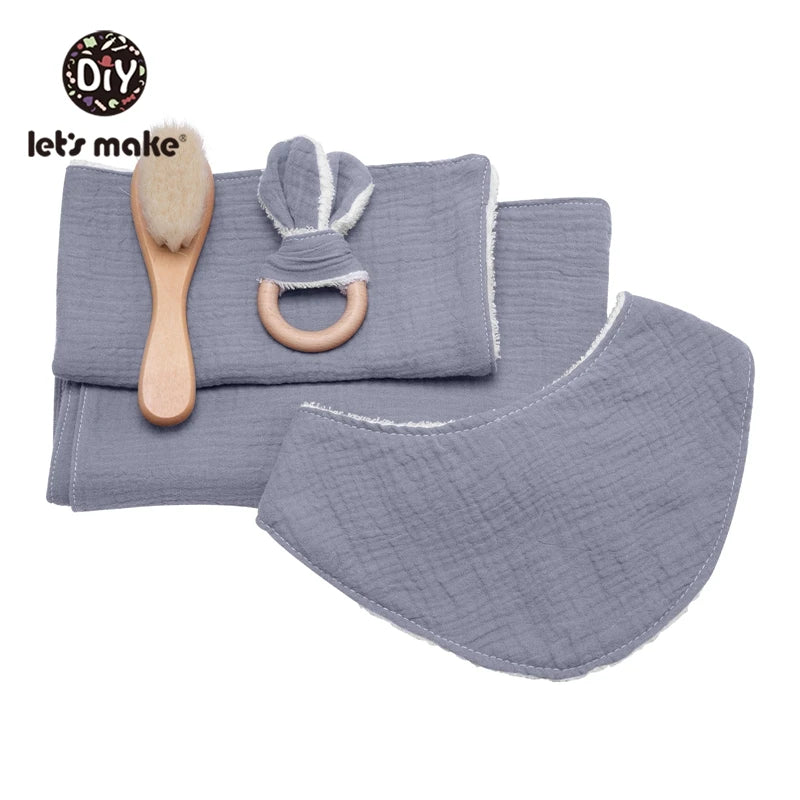 Baby Bath Toy Set Cotton Blanket Saliva Towel Rabbit Bracelet Gift