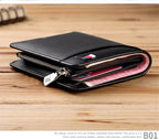 Genuine Leather Wallet Men's Business Card Holder Short Zipper