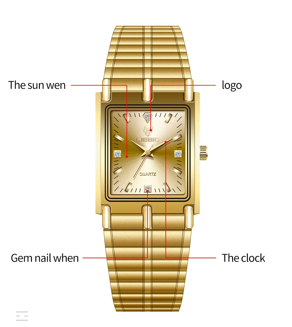 Luxury Gold Bracelet Wristwatch Quartz Watch For Men Women relogio masculino L1018
