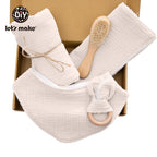 Baby Bath Toy Set Cotton Blanket Saliva Towel Rabbit Bracelet Gift