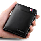 Genuine Leather Wallet Men's Business Card Holder Short Zipper