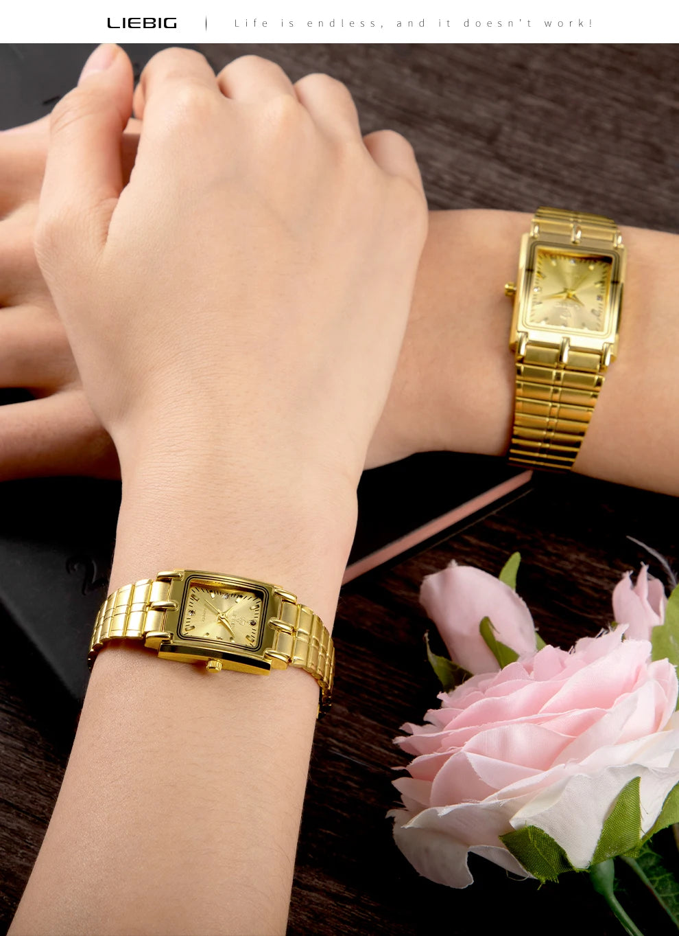 Luxury Gold Bracelet Wristwatch Quartz Watch For Men Women relogio masculino L1018