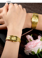 Luxury Gold Bracelet Wristwatch Quartz Watch For Men Women relogio masculino L1018