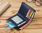 Genuine Leather Wallet Men's Business Card Holder Short Zipper