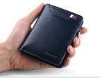 Genuine Leather Wallet Men's Business Card Holder Short Zipper