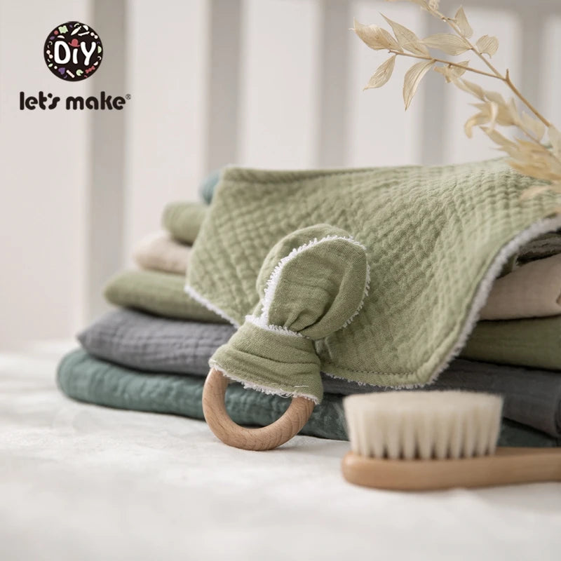 Baby Bath Toy Set Cotton Blanket Saliva Towel Rabbit Bracelet Gift