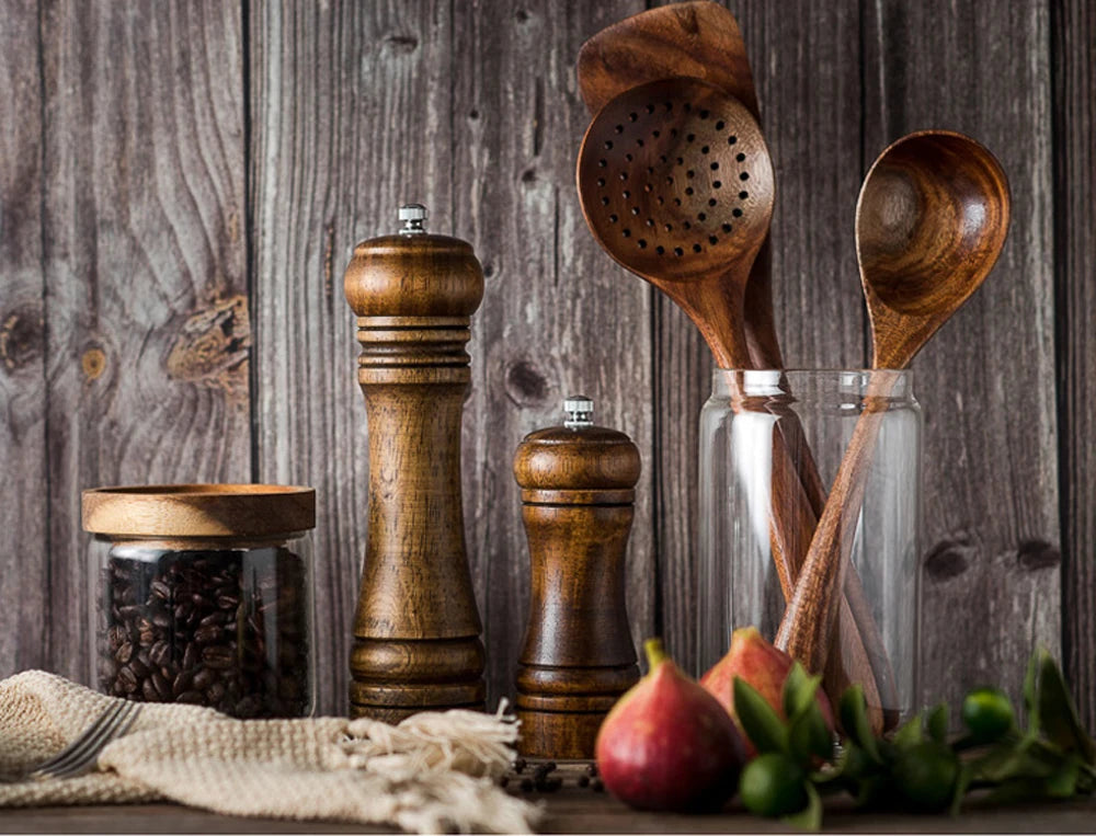 5" 8" 10"  Salt and Pepper Grinder Solid Wood with Strong Adjustable Ceramic Grinder Kitchen Tools