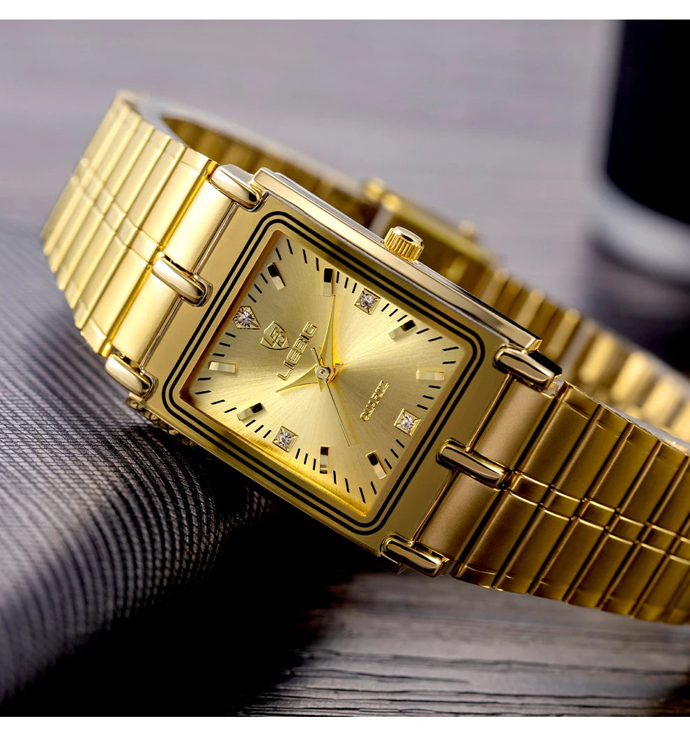 Luxury Gold Bracelet Wristwatch Quartz Watch For Men Women relogio masculino L1018