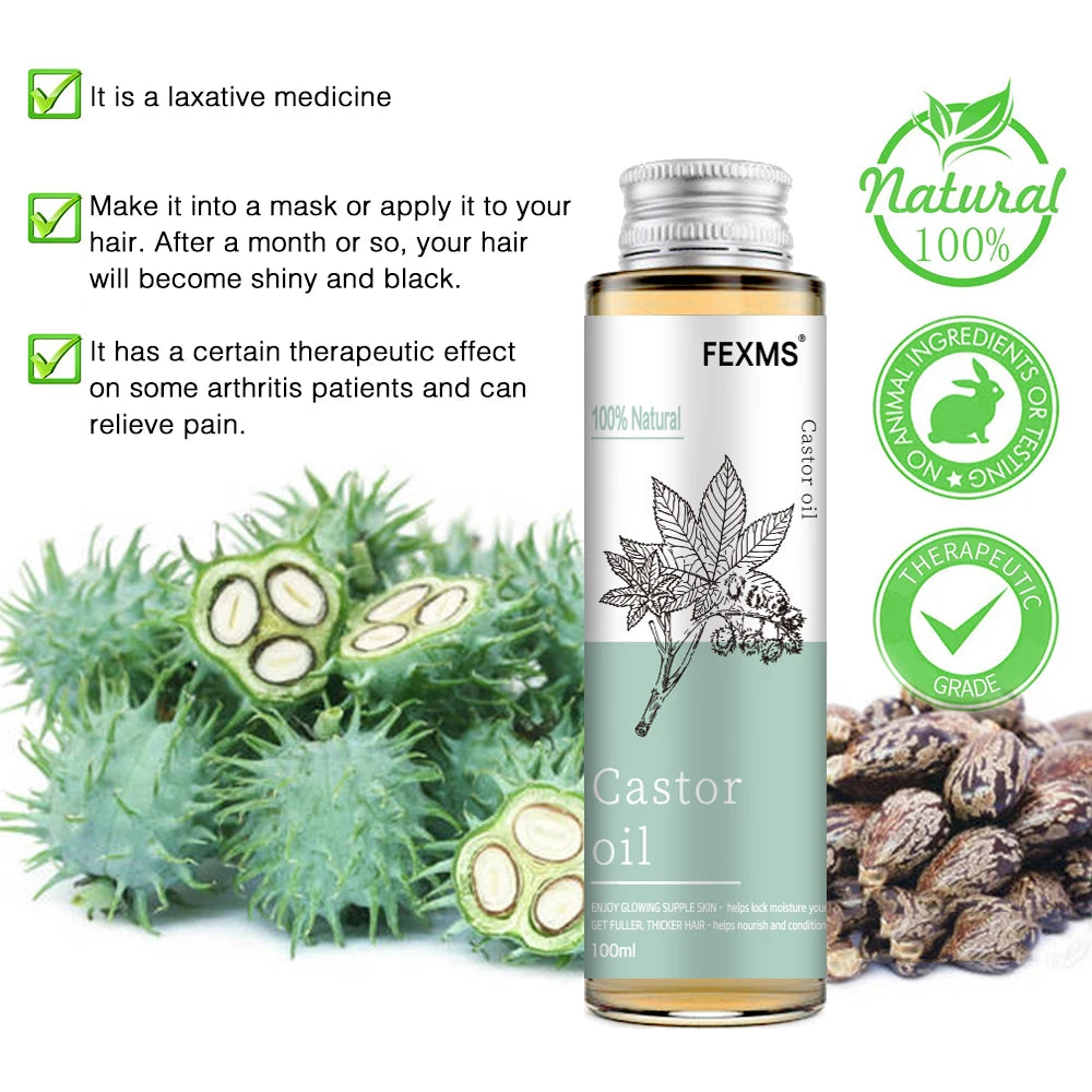 100% Pure Castor Oil For Hair Growth Eyelashes And Eyebrows Carrier Oil For Essential Oils Aromatherapy And Massage