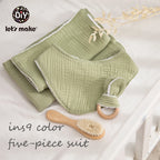 Baby Bath Toy Set Cotton Blanket Saliva Towel Rabbit Bracelet Gift