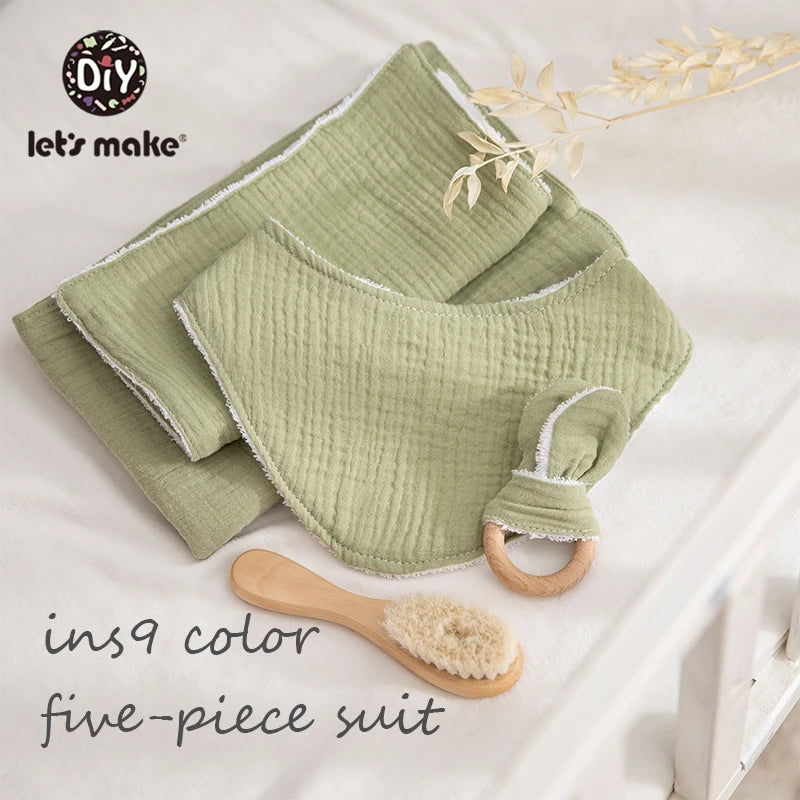 Baby Bath Toy Set Cotton Blanket Saliva Towel Rabbit Bracelet Gift