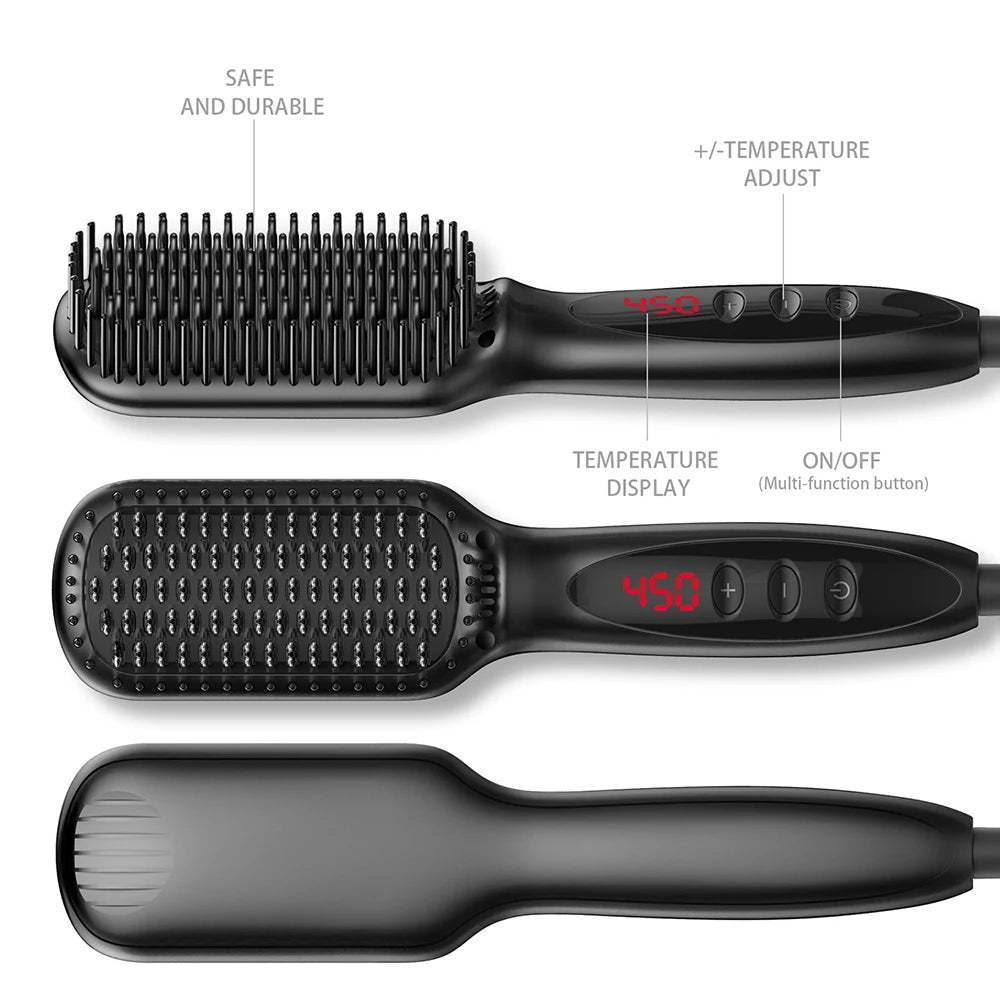 Heating Straightening Comb Brush Men Quick Beard Straightener Styling Iron Smoothing Comb