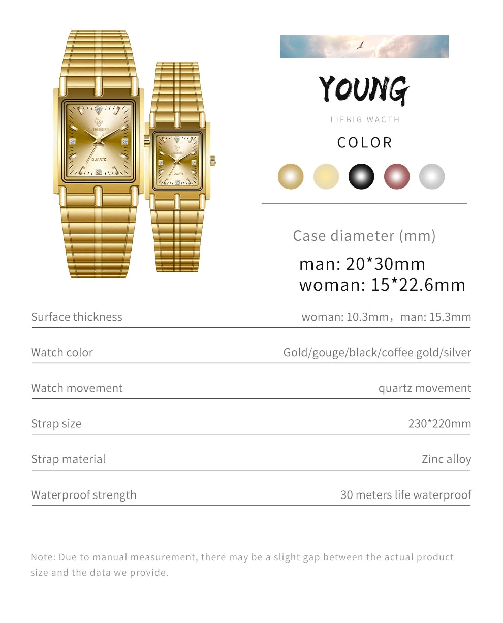 Luxury Gold Bracelet Wristwatch Quartz Watch For Men Women relogio masculino L1018