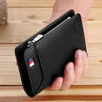 Genuine Leather Wallet Men's Business Card Holder Short Zipper