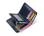 Genuine Leather Wallet Men's Business Card Holder Short Zipper