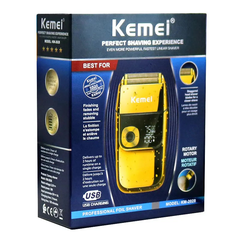 Kemei 2028 Barber Professional Beard Hair Shaver For Men Electric Rechargeable