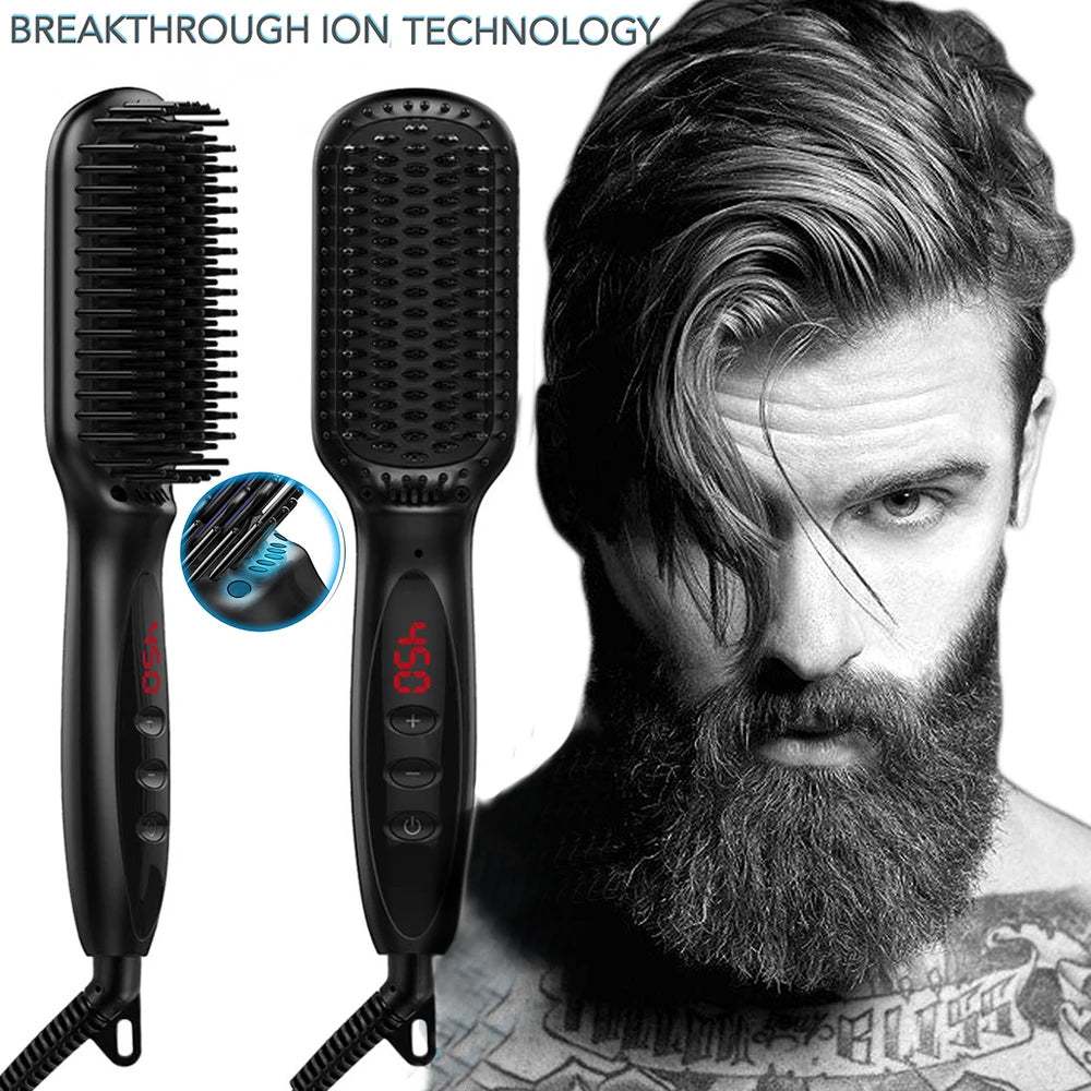 Heating Straightening Comb Brush Men Quick Beard Straightener Styling Iron Smoothing Comb