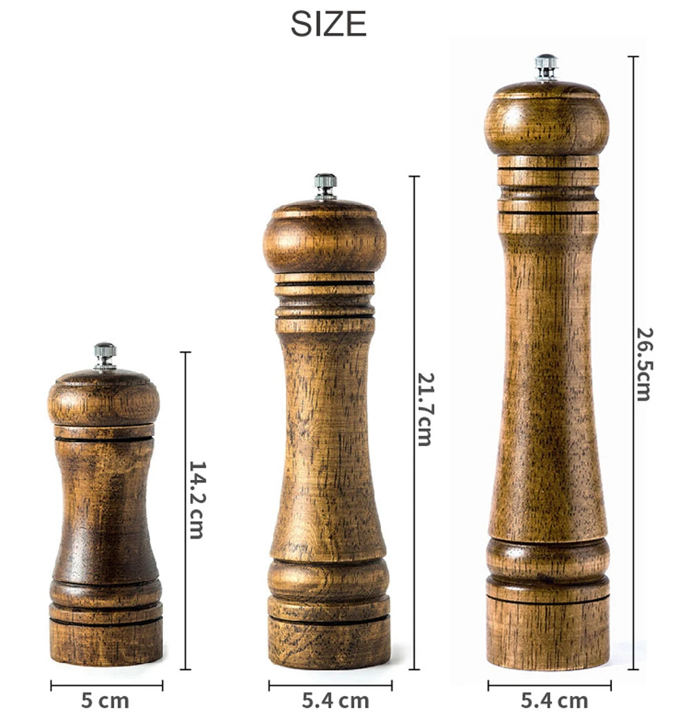 5" 8" 10"  Salt and Pepper Grinder Solid Wood with Strong Adjustable Ceramic Grinder Kitchen Tools