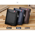 Genuine Leather Wallet Men's Business Card Holder Short Zipper