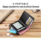 Genuine Leather Wallet Men's Business Card Holder Short Zipper