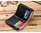 Genuine Leather Wallet Men's Business Card Holder Short Zipper