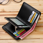 Genuine Leather Wallet Men's Business Card Holder Short Zipper