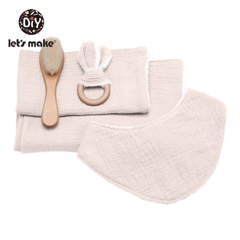 Baby Bath Toy Set Cotton Blanket Saliva Towel Rabbit Bracelet Gift
