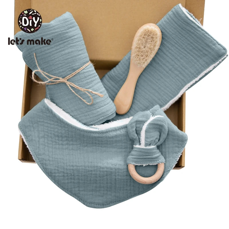 Baby Bath Toy Set Cotton Blanket Saliva Towel Rabbit Bracelet Gift