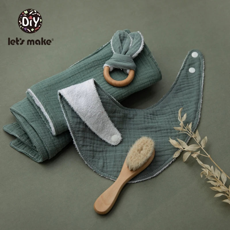 Baby Bath Toy Set Cotton Blanket Saliva Towel Rabbit Bracelet Gift