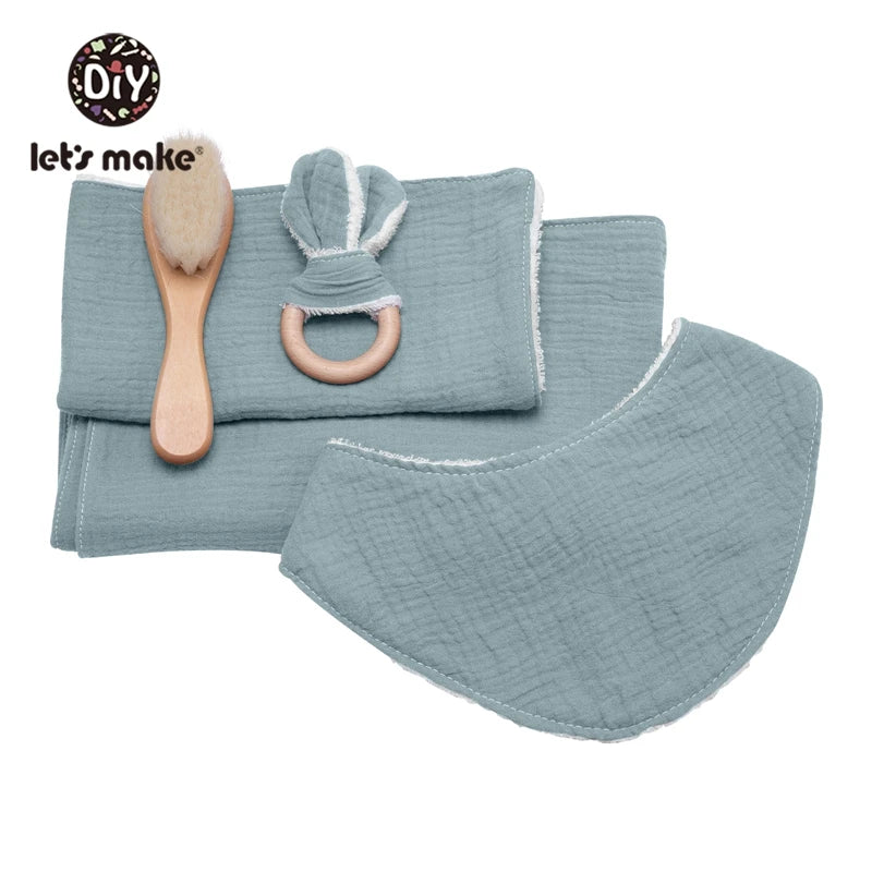 Baby Bath Toy Set Cotton Blanket Saliva Towel Rabbit Bracelet Gift