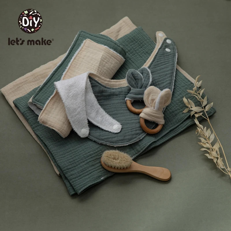 Baby Bath Toy Set Cotton Blanket Saliva Towel Rabbit Bracelet Gift