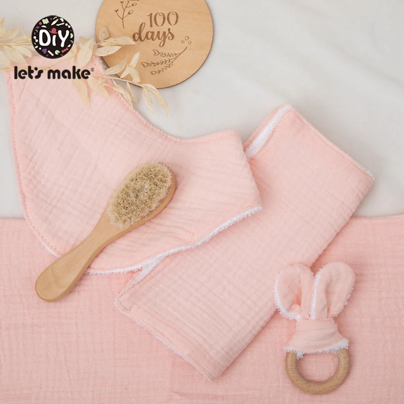 Baby Bath Toy Set Cotton Blanket Saliva Towel Rabbit Bracelet Gift