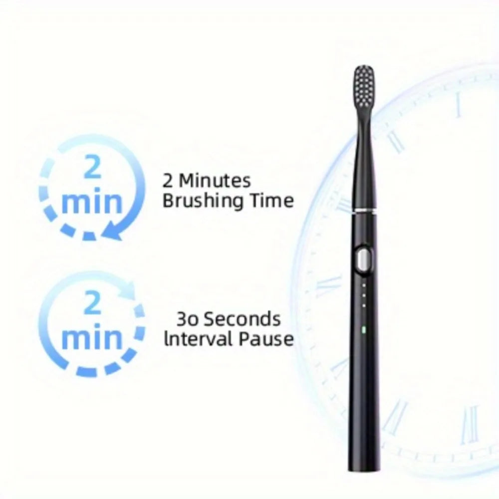 Electric Toothbrush Portable USB Rechargeable 6 Replaceable Heads Suitable for Travel
