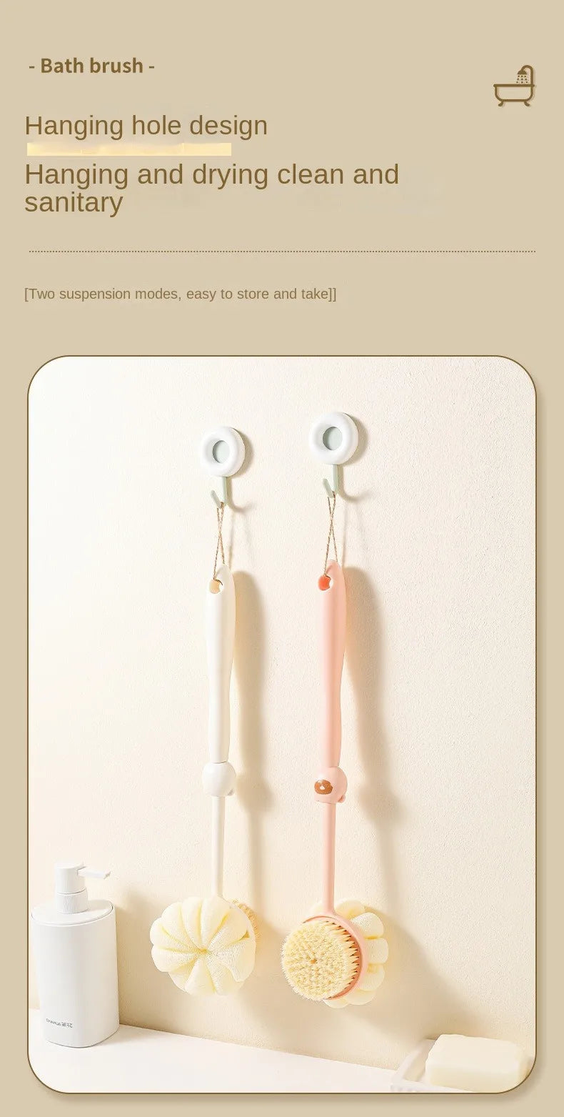 Two Sided Shower Body Brush Silicone Long Handle Back Body Exfoliating