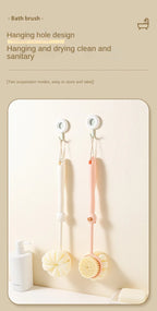 Two Sided Shower Body Brush Silicone Long Handle Back Body Exfoliating