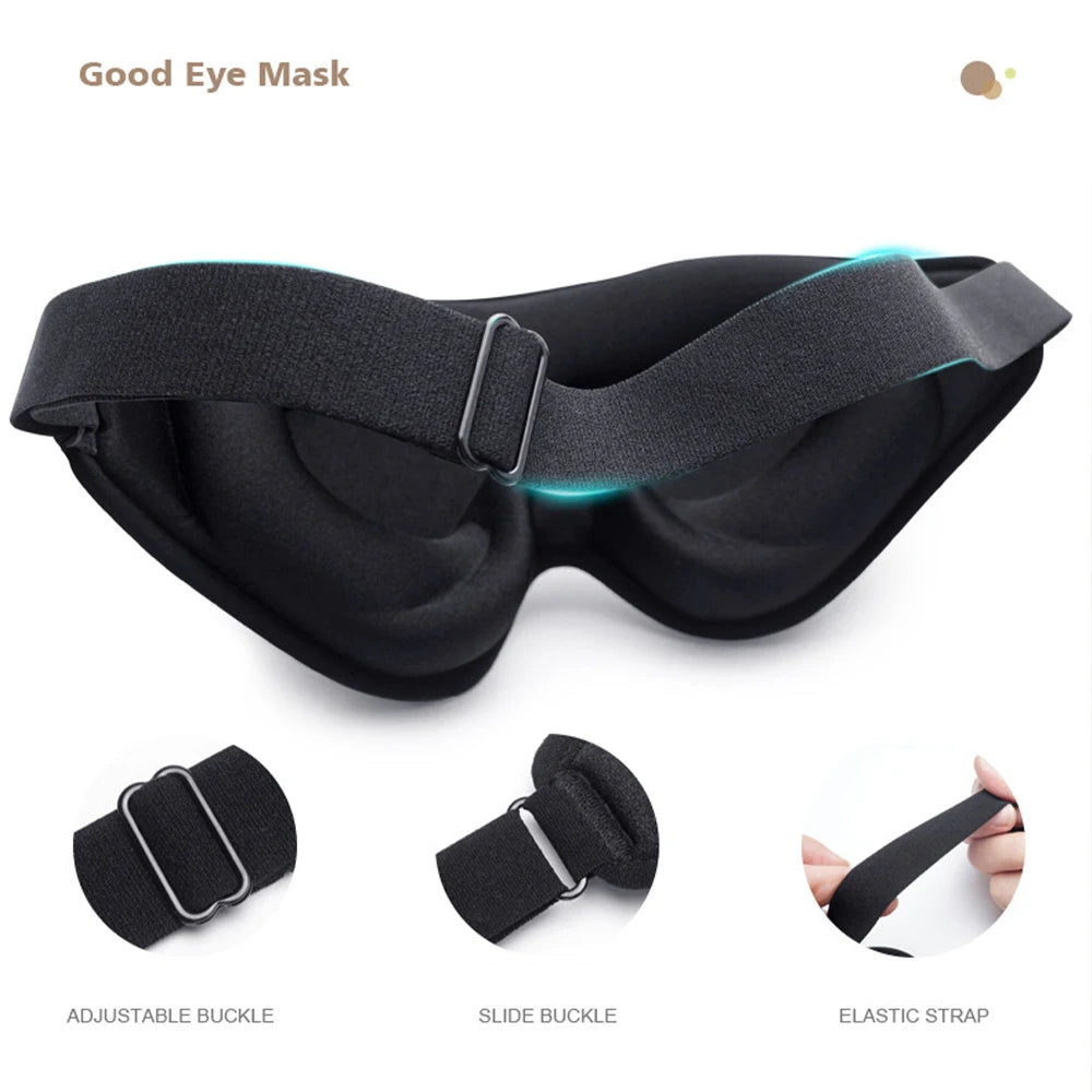 3D Sleep Mask Blindfold Soft Memory Foam 99% Blockout