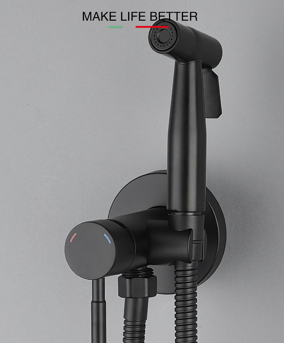 ULA Portable Bidet Sprayer Set Black Stainless Steel Toilet Bathroom Shower Head