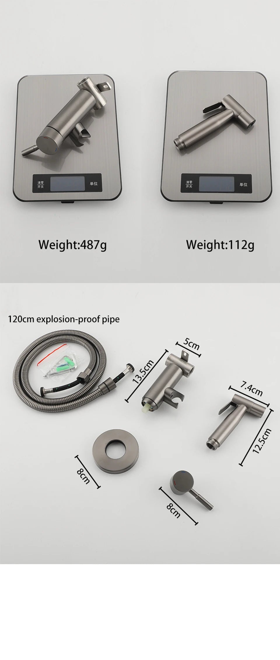 ULA Portable Bidet Sprayer Set Black Stainless Steel Toilet Bathroom Shower Head