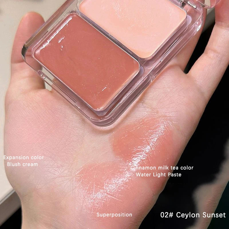 Two-Color Jelly Glow Blush pink apricot red rouge Korean cream texture brightening