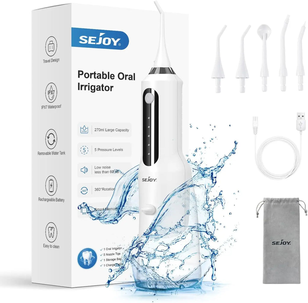 Sejoy Cordless Electric Water Flosser for Teeth Dental Portable Oral Irrigator Rechargeable