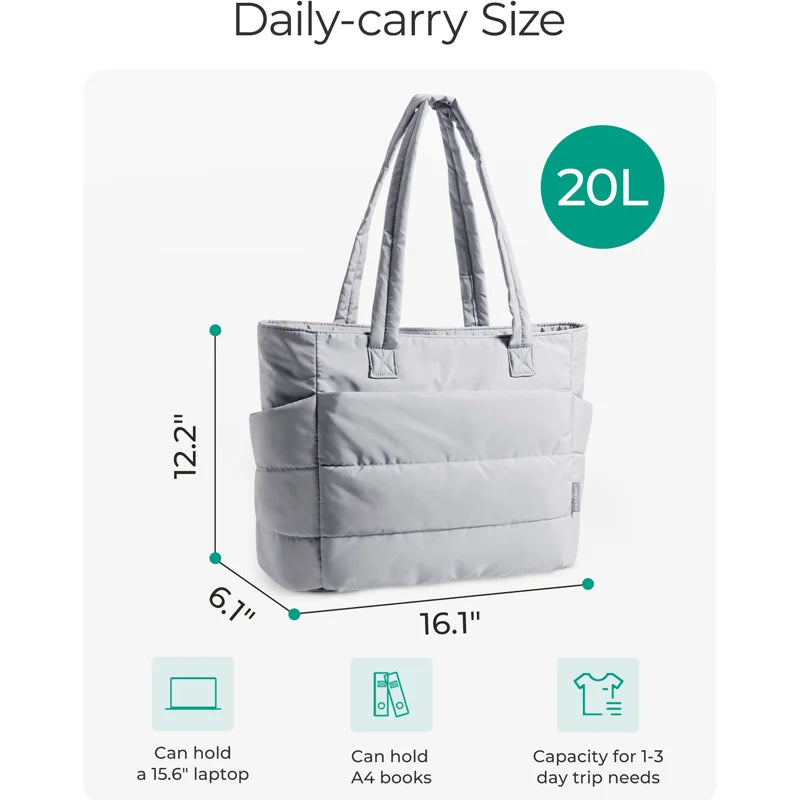 BAGSMART Tote Bag Large Capacity Puffer Padded Portable