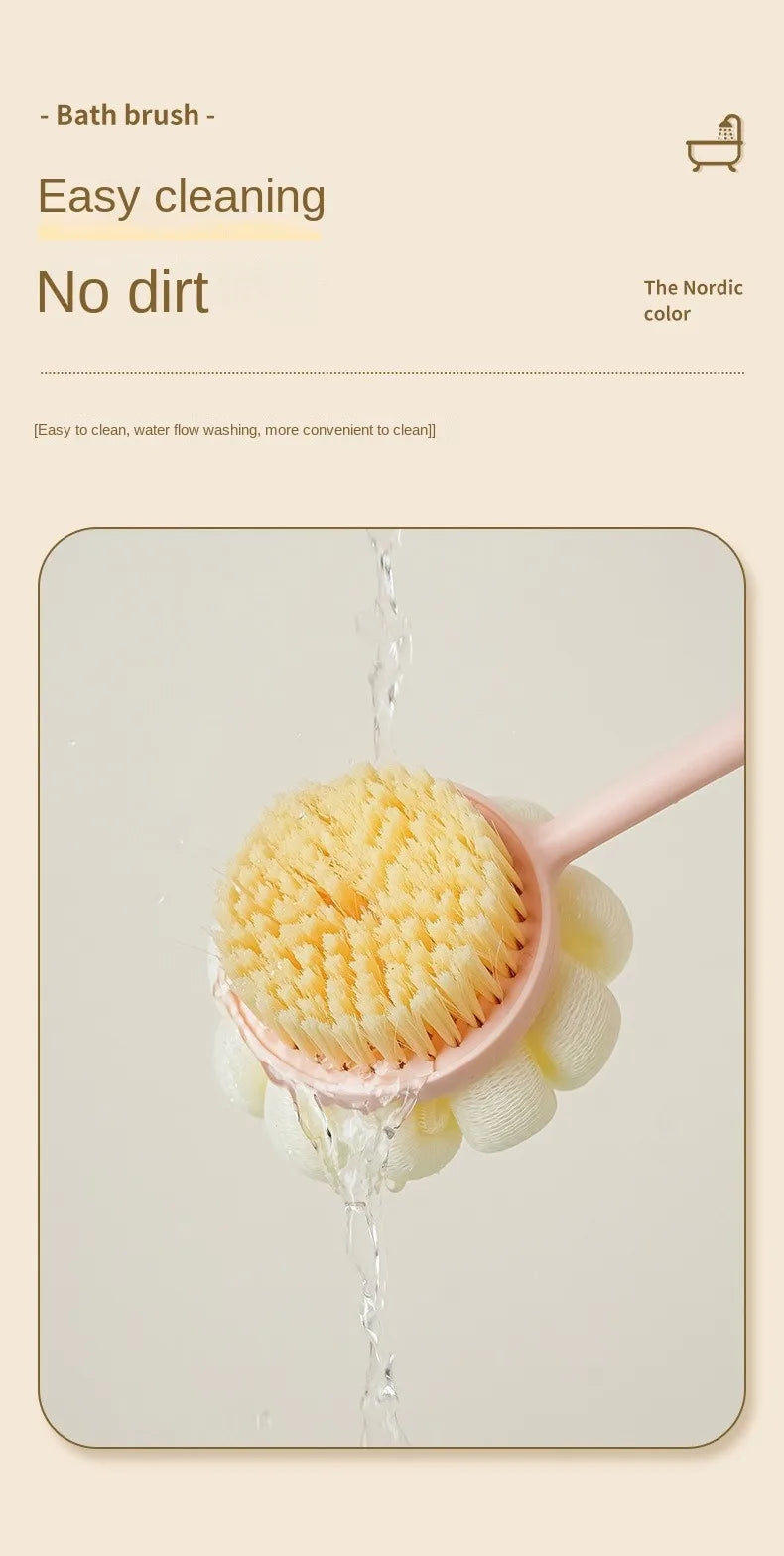 Two Sided Shower Body Brush Silicone Long Handle Back Body Exfoliating